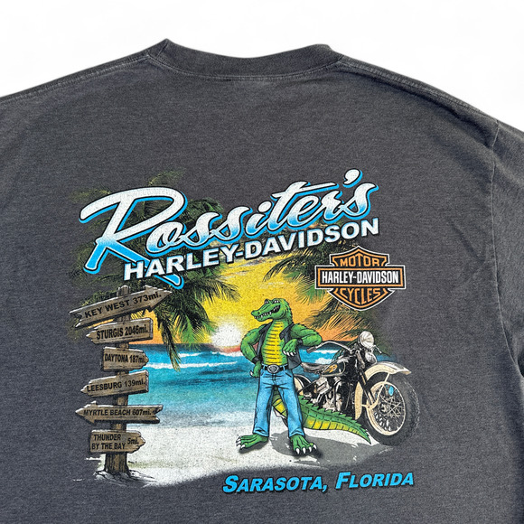 Harley Davidson Shirt Adult LARGE Gray Rossiters Sarasota Florida Motorcycles - Picture 4 of 8